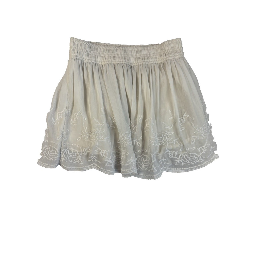 Forever 21 Women's Med White Flowy Lined Mini Skirt Festival Spring Fairy Preppy